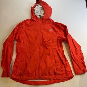 The North Face Women's XL Orange Rain Jacket Adjustable Hood Hyvent